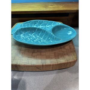 Hoening of California Vintage pineapple serving Dish turquoise blue Flawless